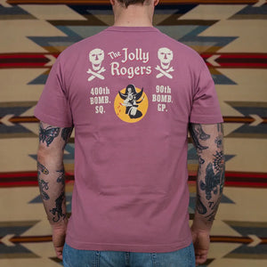 Buzz Ricksons Jolly Rogers 6oz Loopwheeled Pocket TShirt Wine worn backside