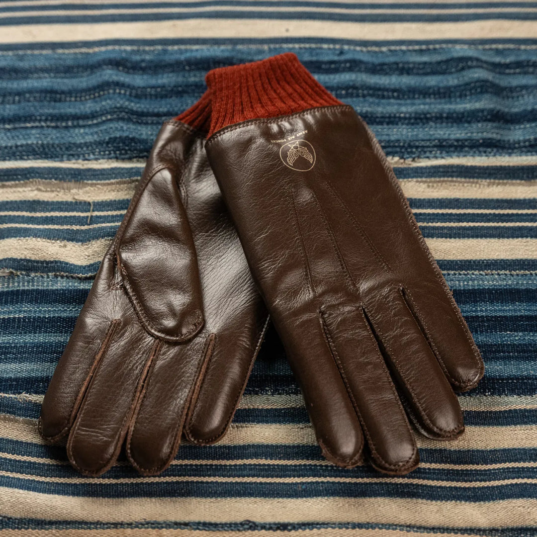 Buzz Ricksons Type A10 Flying Winter Gloves Horsehide Seal Brown flat