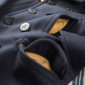 Buzz Ricksons US Navy Pea Coat Long Model Dark Navy detail inside pockets