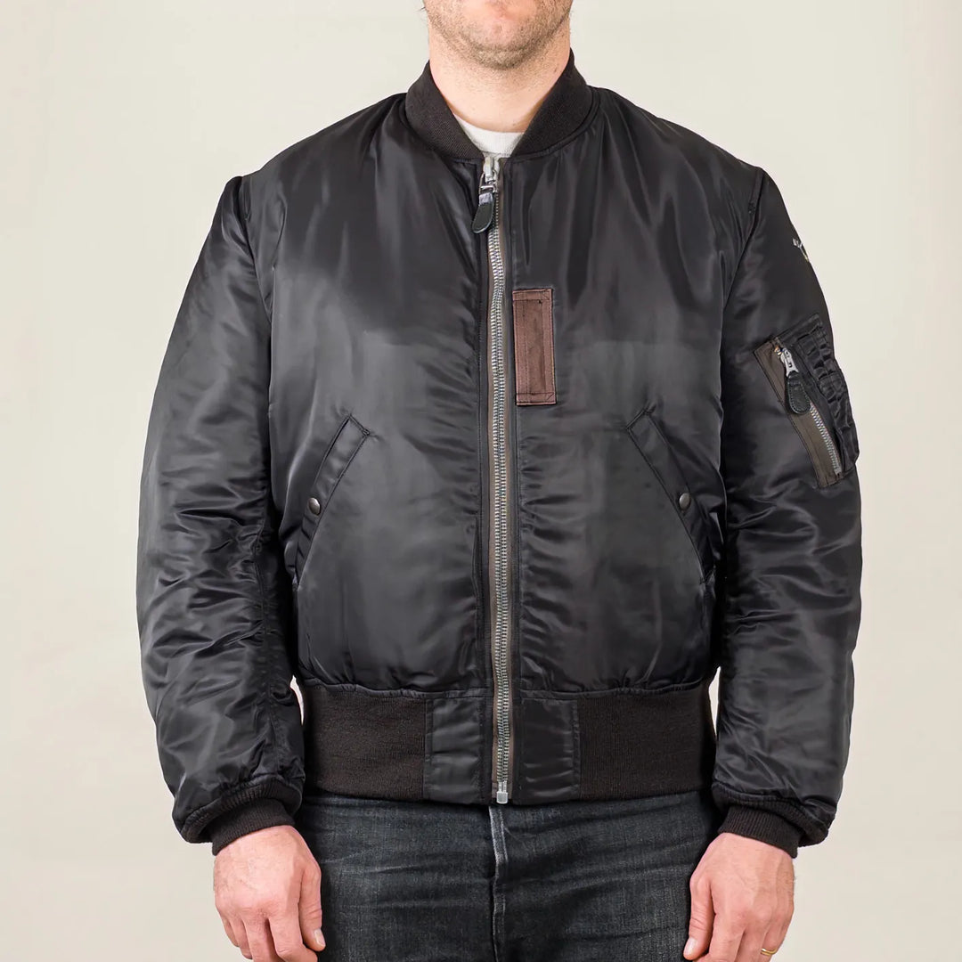 Buzz Ricksons William Gibson MA1 Slender Flight Jacket Black worn front
