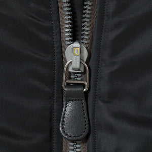 Buzz Ricksons William Gibson MA1 Slender Flight Jacket Black close up zipper