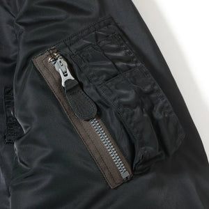 Buzz Ricksons William Gibson MA1 Slender Flight Jacket Black detail sleeve utility pocket