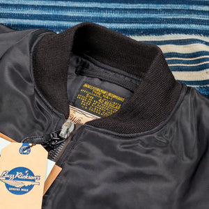 Buzz Ricksons William Gibson MA1 Slender Flight Jacket Black detail collar