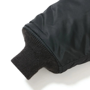 Buzz Ricksons William Gibson MA1 Slender Flight Jacket Black close up rib cuff