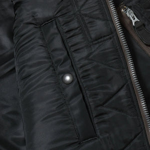 Buzz Ricksons William Gibson MA1 Slender Flight Jacket Black close up pocket