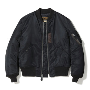 Buzz Ricksons William Gibson MA1 Slender Flight Jacket Black front flat