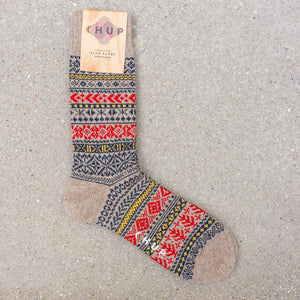 Chup Socks Quiet Forest – Beige / Merino Wool