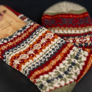 Chup Socks Fair Snow Crimson Wool detail