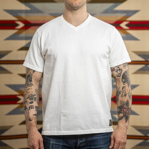 Dalees 8oz 1930s Loopwheeled V Neck Tshirt White