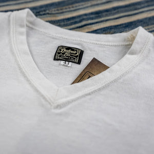 Dalees 8oz 1930s Loopwheeled V Neck Tshirt White