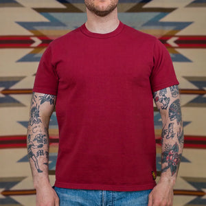 Deluxeware DXTS00 12oz Heavy Loopwheeled TShirt Crimson Red worn front