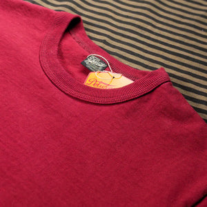 Deluxeware DXTS00 12oz Heavy Loopwheeled TShirt Crimson Red detail crew neck