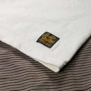 Deluxeware DXTS00 12oz Heavyweight Loopwheeled TShirt White close up woven label