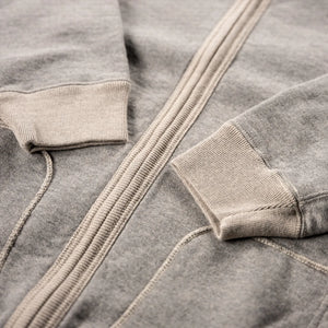 Deluxeware 20oz Loopwheeled Flat Seam Zip Hoodie – Grey / Beige