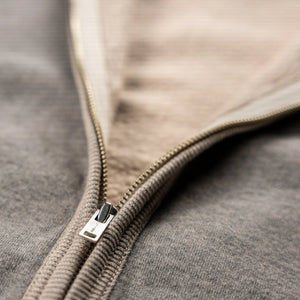Deluxeware 20oz Loopwheeled Flat Seam Zip Hoodie – Grey / Beige