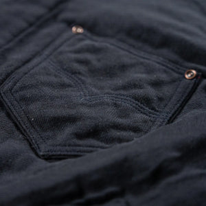 Deluxeware 1940s Native Border Triple Layer Flannel Shirt Navy close up chest pocket