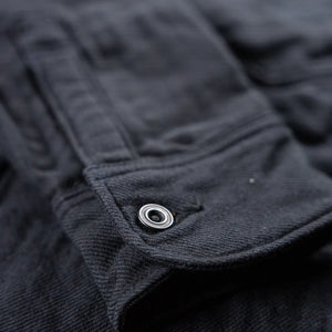 Deluxeware 1940s Native Border Triple Layer Flannel Shirt Navy detail cuff