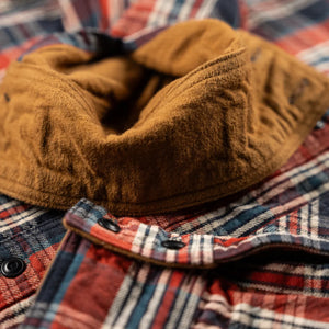 Deluxeware 20th Anniversary Betsy Ross DoubleWeave Flannel Shirt Red Blue White close up lining cuff