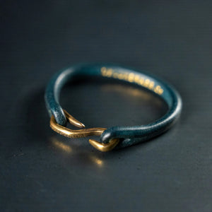 Deluxeware Steerhide Navy Leather Bracelet Solid Brass Hook detail hook