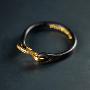 Deluxeware Steerhide Black Leather Bracelet Solid Brass Hook detail hook