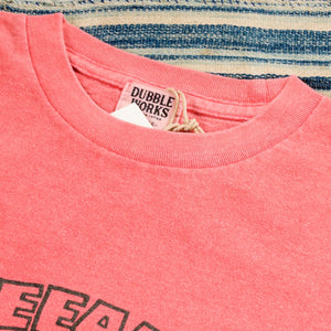 Dubble Works Oh Yeeaahhh Loopwheeled TShirt Pink close up crew neck