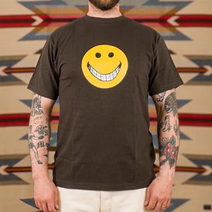 Dubble Works Tin Grins Printed Loopwheeled TShirt Sumikuro Brown worn front