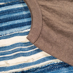 Dubble Works 5oz Tenjuku Loopwheel Tank Top Sumikuro Brown close up hem