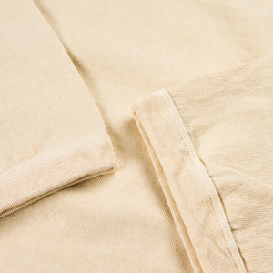 Dubble Works 9oz Heavy Weight Loopwheeled Raglan TShirt Pigment Dyed Cream close up cuffs