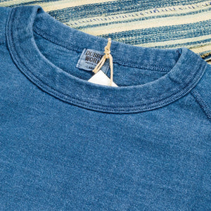 Dubble Works 9oz Heavy Weight Loopwheeled Raglan TShirt Indigo Dyed detail crew neck