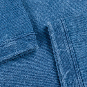 Dubble Works 9oz Heavy Weight Loopwheeled Raglan TShirt Indigo Dyed close up cuffs