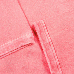 Dubble Works 9oz Heavy Weight Loopwheeled Raglan TShirt Pigment Dyed Pink close up cuffs