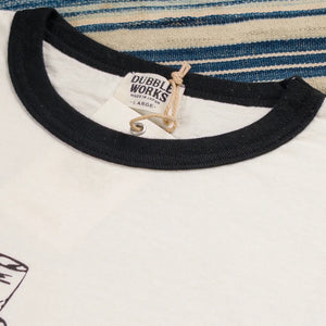 Dubble Works Loopwheeled Ringer Tee Doggie Style Off White Black detail crew neck