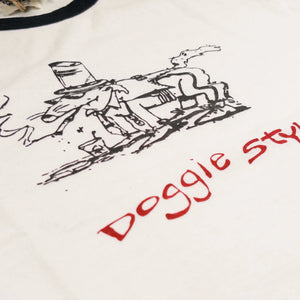 Dubble Works Loopwheeled Ringer Tee Doggie Style Off White Black detail print