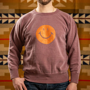 Dubble Works Smile Loopwheeled Sweatshirt Bordeaux worn front