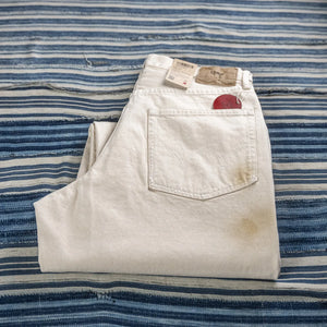 Edwin 14oz Natural Selvedge Jeans Damage Used Wide Straight folded