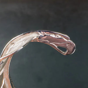 First Arrows BR 105 950 Silver Feather Bangle close up eagle head
