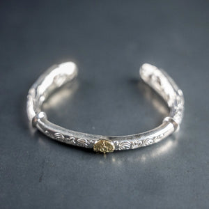 First Arrows Double Eagle Bangle 950 Silver BR296 backside gold sun