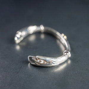 First Arrows Double Eagle Bangle 950 Silver BR296 Close up eagle