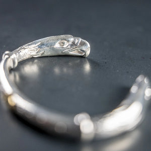 First Arrows Double Eagle Bangle 950 Silver BR296 detail eagle