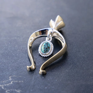 First Arrows Turquoise Najya Large Pendant 950 Silver P-614 front another angle