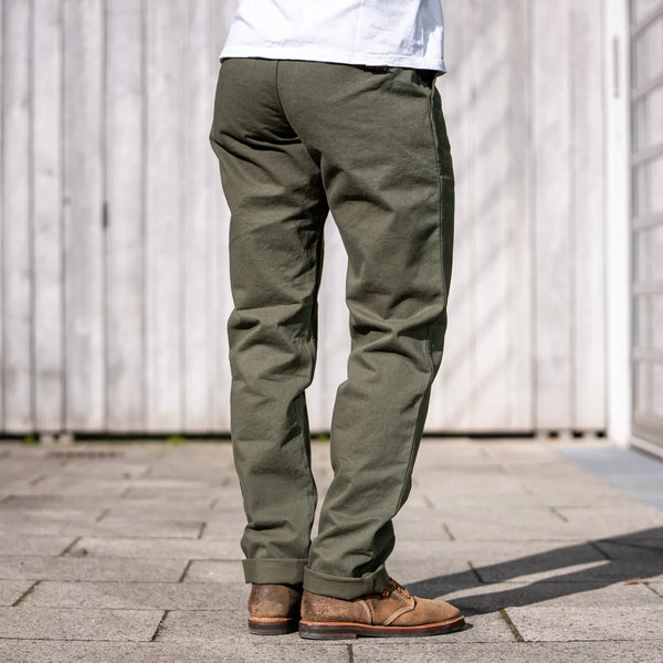 The Flat Head 'The Vanguard' 12oz Selvedge Chino – Olive Green