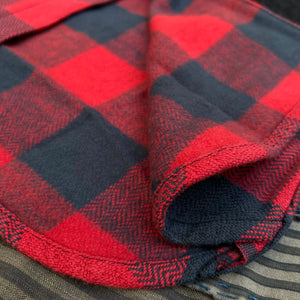 The Flat Head Block Check Selvedge Flannel Western Shirt – Red / Black Herringbone