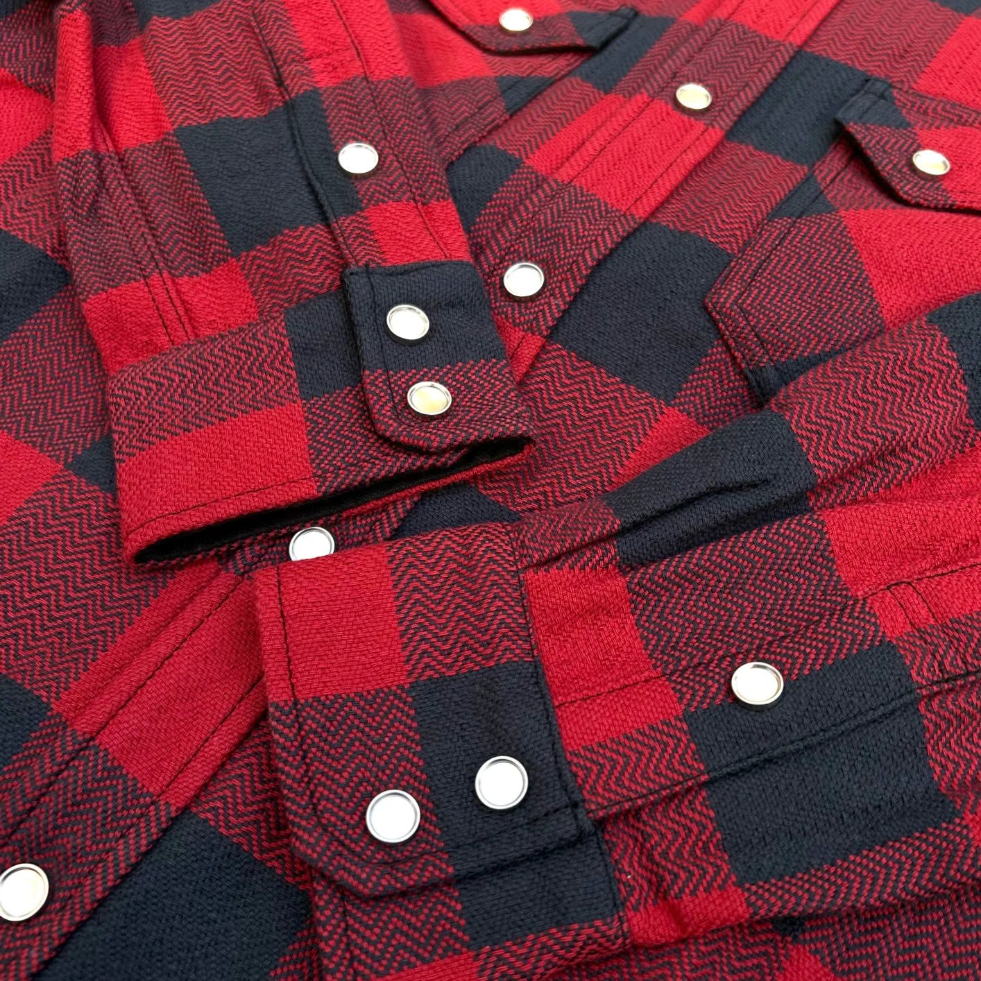 The Flat Head Block Check Flannel Shirt – Red / Black The Flat Head Block Check Flannel Shirt – Red / Black