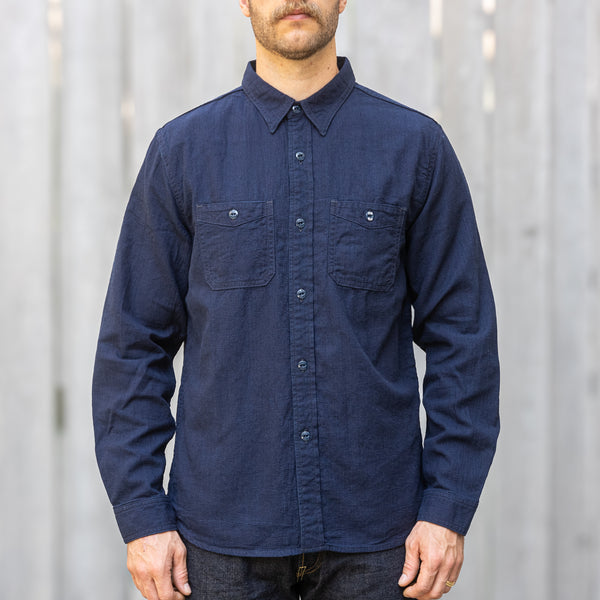 The Flat Head 5,5oz Selvage Dobby Work Shirt – Pure Indigo