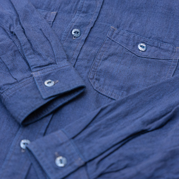 The Flat Head 5,5oz Selvage Dobby Work Shirt – Pure Indigo