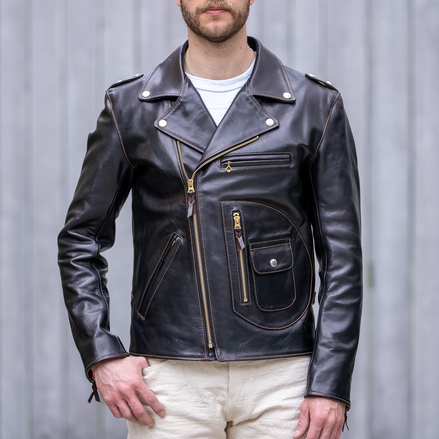 The Flat Head „Double Rider's” Horsehide Leather Jacket – Black