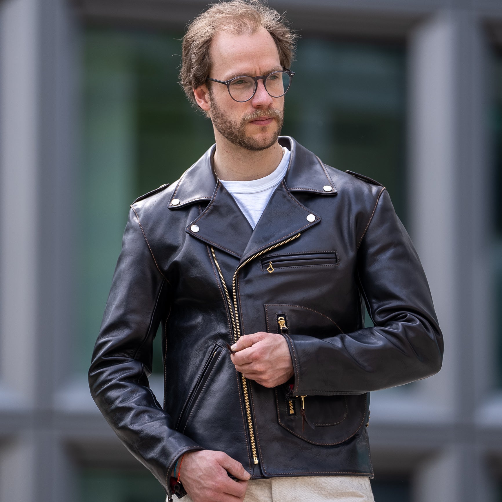 The Flat Head „Double Rider's” Horsehide Leather Jacket – Black