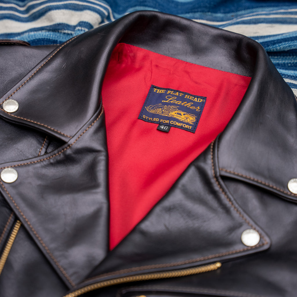 The Flat Head „Double Rider’s” Horsehide Leather Jacket Black
