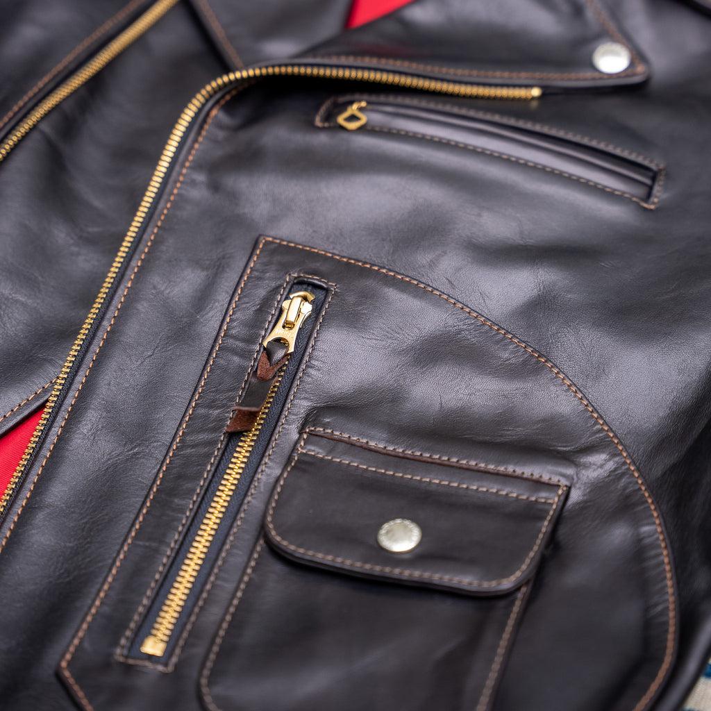 The Flat Head „Double Rider’s” Horsehide Leather Jacket – Black