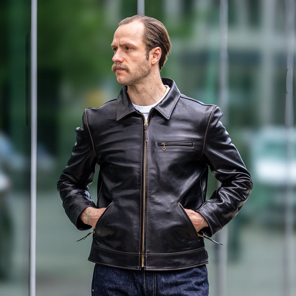 The Flat Head ‘Single Rider's’ Horsehide Leather Jacket – Black